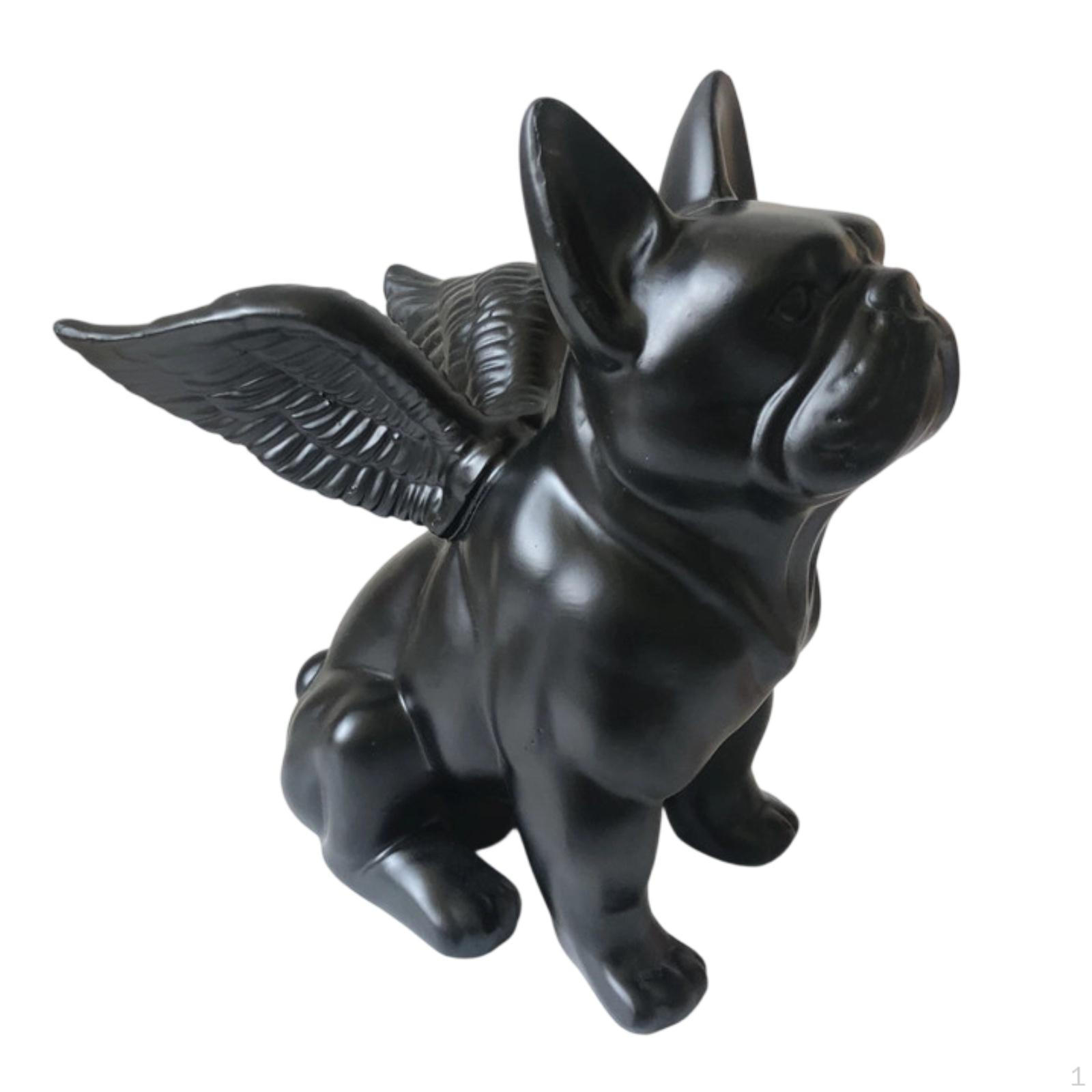 Angelic Dog Figurine Decorative with Feathered Appendages Tabletop Ornament for Living