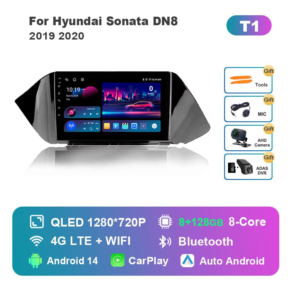 For Hyundai Sonata DN8 2019 2020 Car Radio Multimedia Player Android 14 GPS Navigation 4G Carplay DSP Stereo WiFi Auto Tools