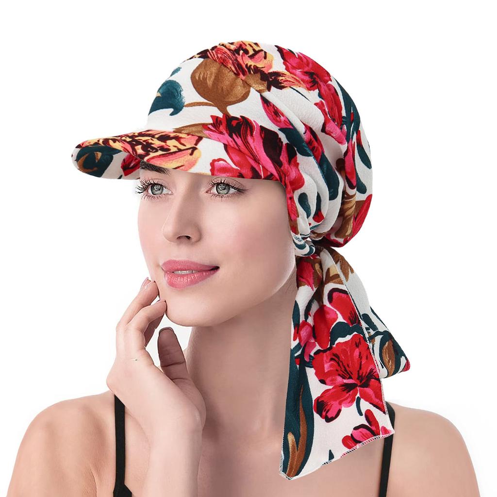 European and American hot sale leopard print cloth hat brim headscarf hat flower headscarf hat Muslim can hide hair bun hat spot