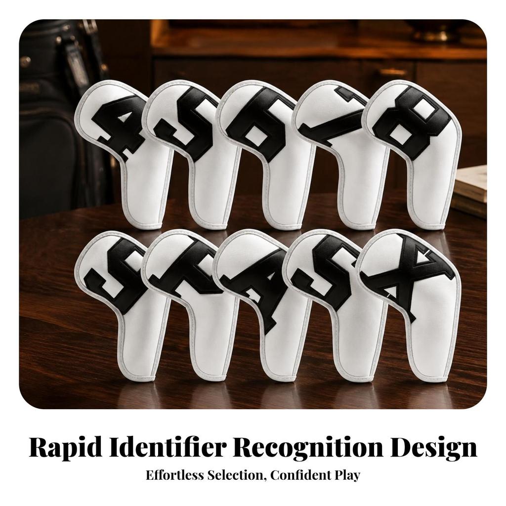 10 Pieces Golf Iron Headcover Dirt-Resistant Club Set Sturdy
