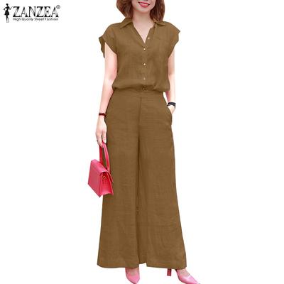 Conjunto de terno casual de duas peças com blusa e calça de manga curta feminina