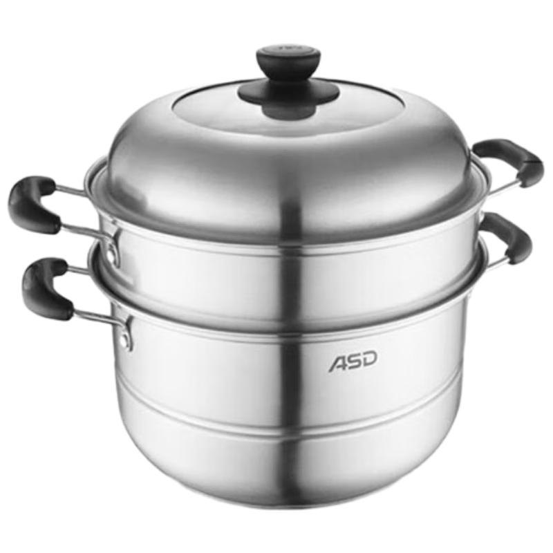ASD 28CM 304 Stainless Steel Double-Layer Steamer Pot