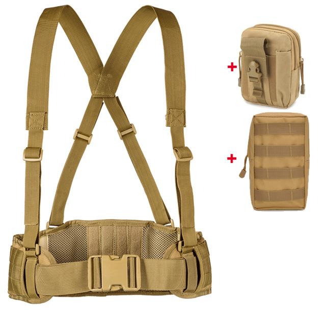 Army Military Tactical Molle Belt Special 1000D Nylon Paintball Battle Convenient Combat Girdle H-shaped Adjustable Soft Padded