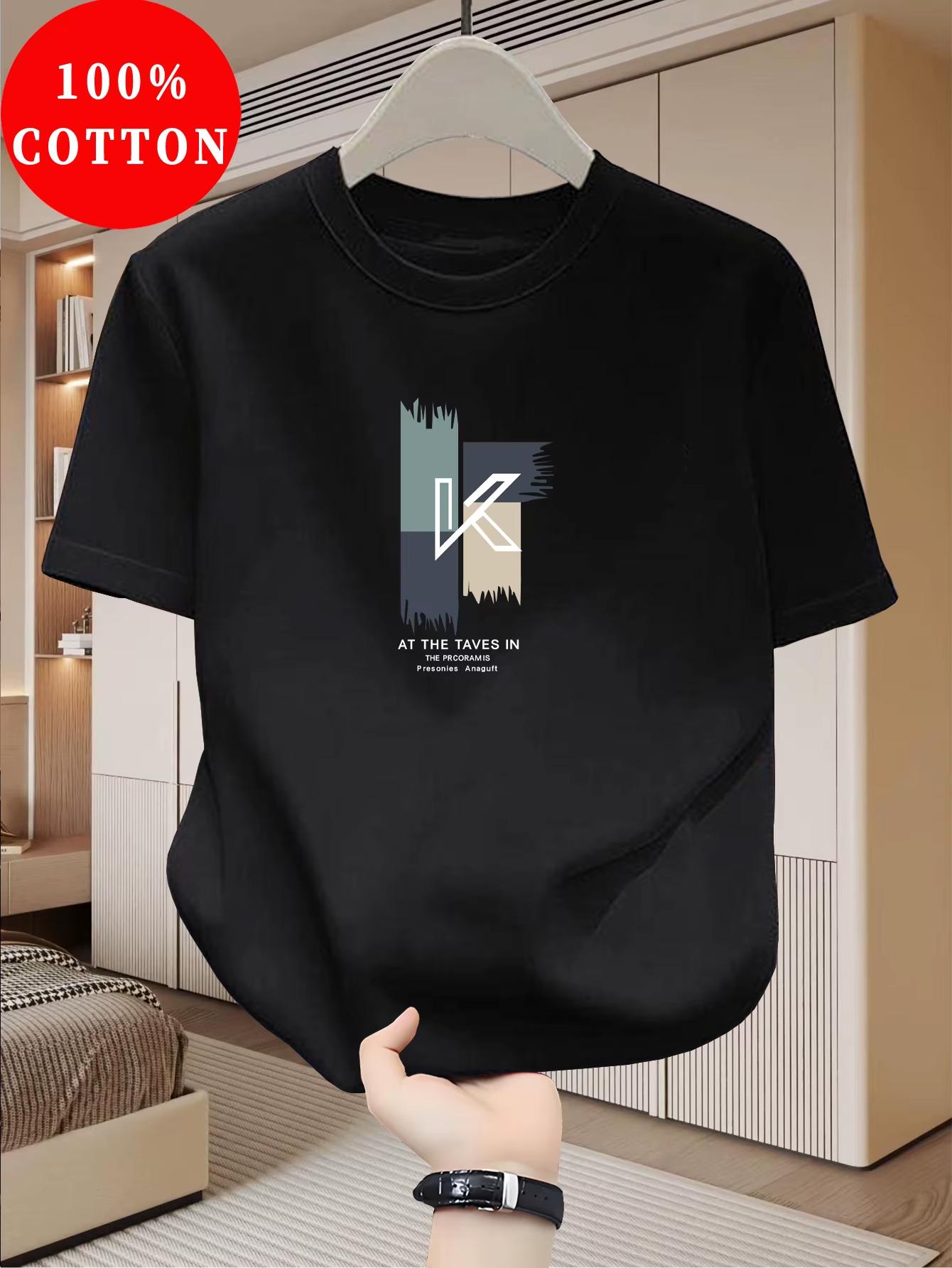 

Modern Abstract Letter Pattern Print Unisex Tshirts Summer Casual Sports Fashion High Quality Round Neck Short Sleeve Pullover Top S
