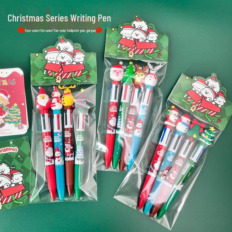 Festive Santa Claus Multi-color Ballpoint Pen for Highlighting and Marking