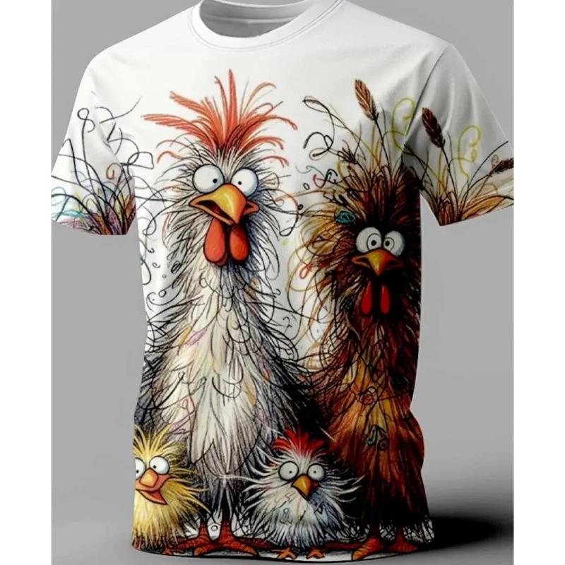 Hip Hop Funny Rooster Print Casual Street Style Summer Men's 3d Printed T-Shirt Sport Outdoor Vacation O Collar Loose Casual