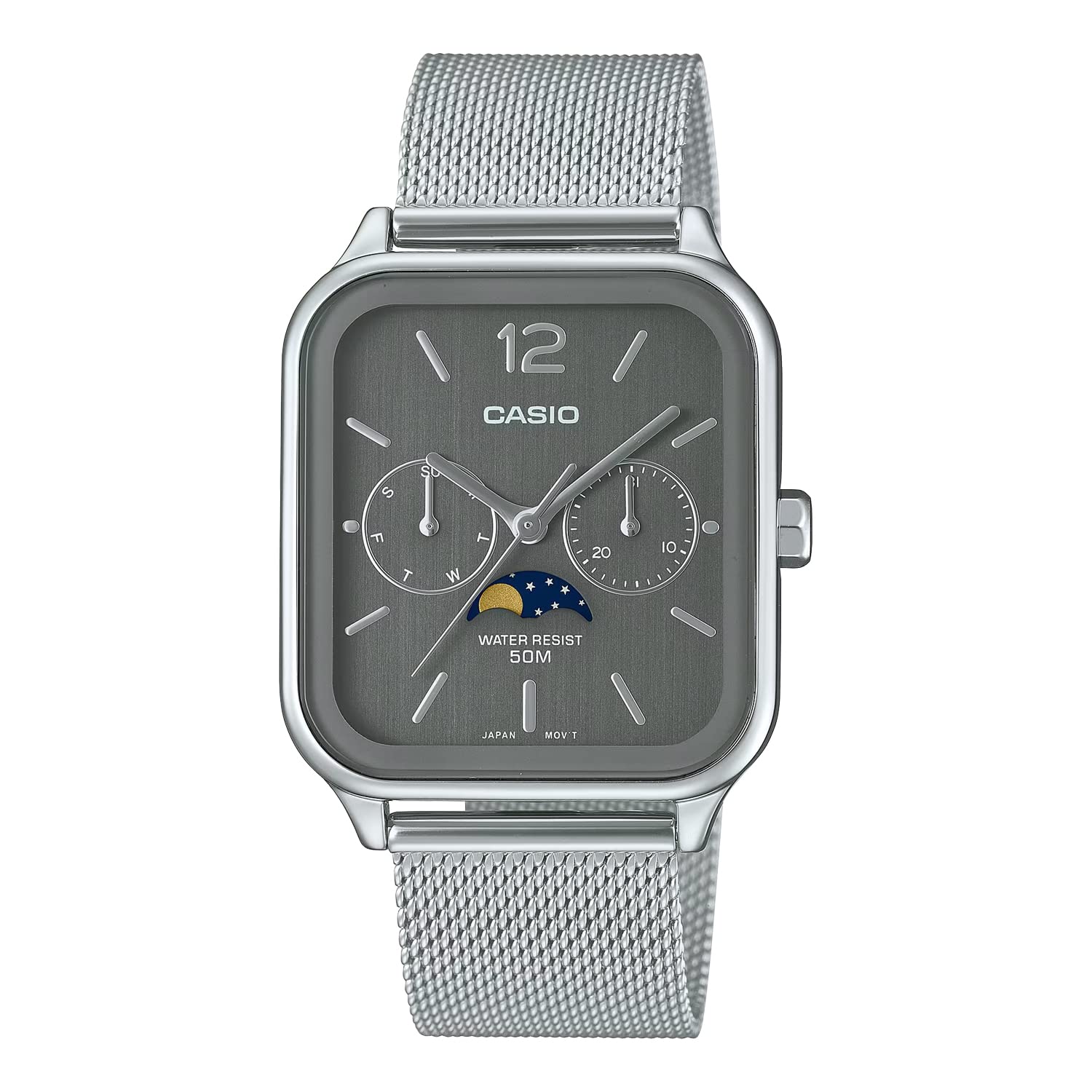 

CASIO Standard Moon Phase Analog Watch Metal Mesh Band Dark Gray Overseas Model [Casio] Men s MTP-M305M-8AV [Item]