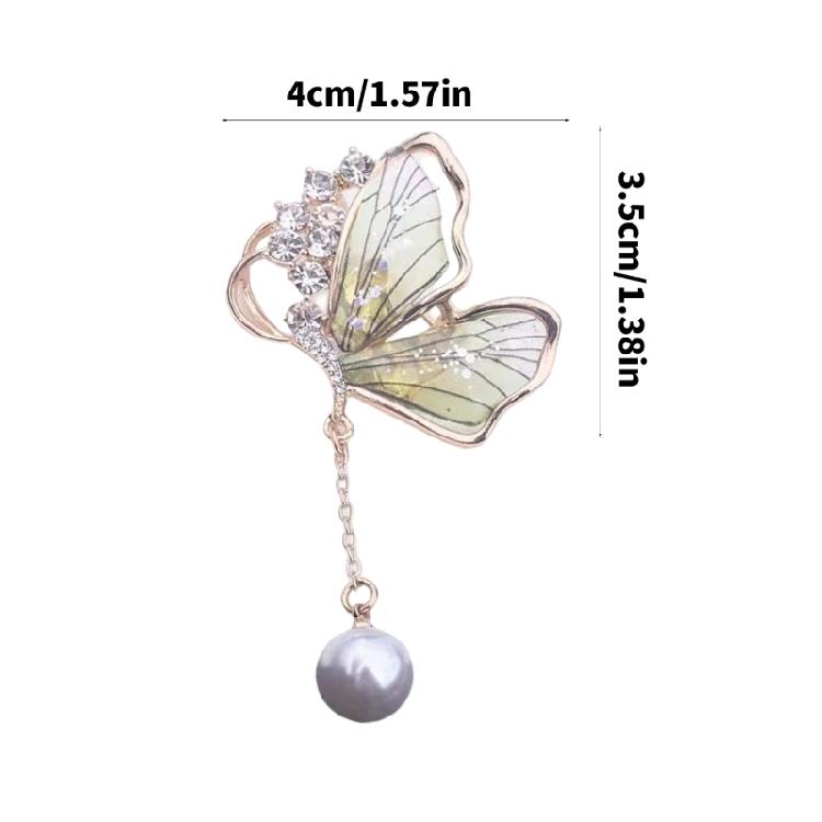 Versatile Butterfly Pearls Accessory Modern Waterdrop Inspired Detailing Sturdy Alloy Brooch for Casual Formal Wear