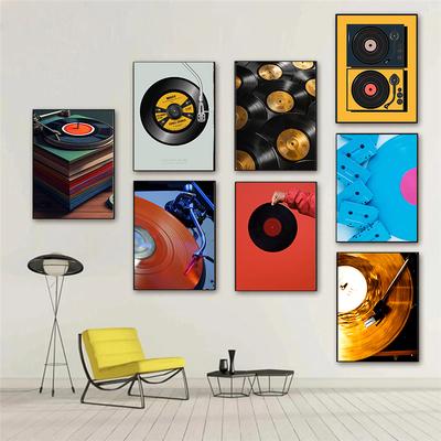 Medieval Retro Realistic Texture Vinyl Record Player Cassette Art Poster Canvas Printing Living Room Bedroom Home Decoration