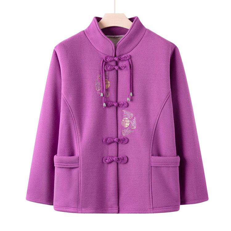 New Tang Suit and Cashmere Cardigan, Thick Coat for Middle-aged and Elderly Mothers In Autumn, and Festive Clothes for The Elderly.