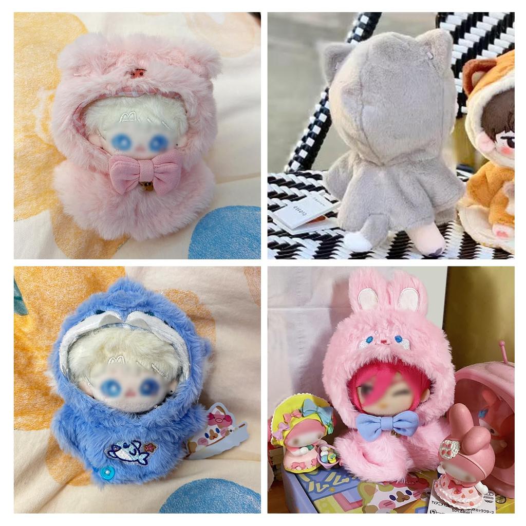 YUYAKESHI Bomullsdukkeklær Dyredukkeklær Klesskift Jakke Hatt med ører for kosedyr Kigurumi Søt dyr Fluffy kappe (Sel,