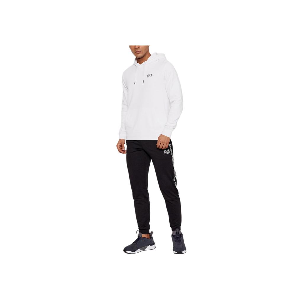 Emporio Armani Ss22 Letter Print Hooded Pullover Long Sleeve Sweatshirt Men Sweatshirt White 3LPM61-PJEQZ-1100