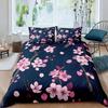 Pink Cherry Blossom King Queen Bedding Set Spring Flora Duvet Cover Japanese Flowers Quilt Cover Soft Polyester Comforter Cover