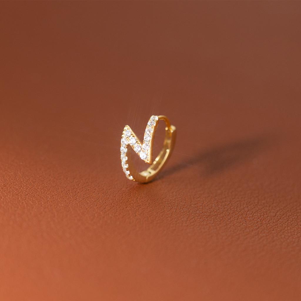 New Fashion 925 Silver Minimalist Mini Lightning Earring for Women Shinny Zircon Hoop Earrings Jewelry