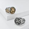 Mittelalterlicher Drachentöter Ritter Titanstahlring Nordisch Retro Templer Hip Hop Persönlichkeit Nische Verstellbar Straße Hand Schmuck Feiertagsgeschenk