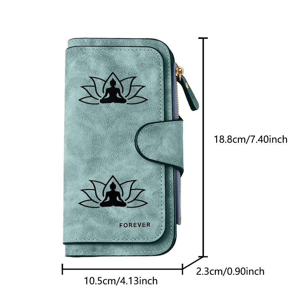 Fashionable Long Wallet with Striking Design Featuring Meditation Buddha Silhouette In Lotus Flower Multifunctional Portable and Secure Daily Use