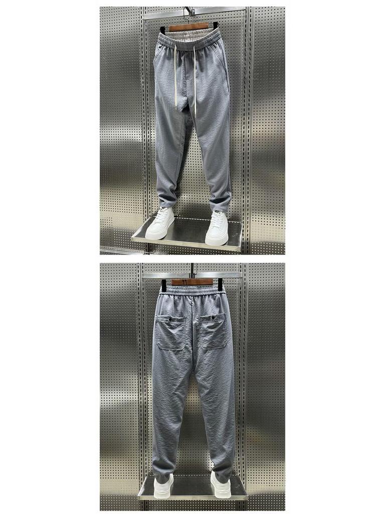 Men's Summer Lightweight Breathable Stretch Casual White Nine-Point Pants