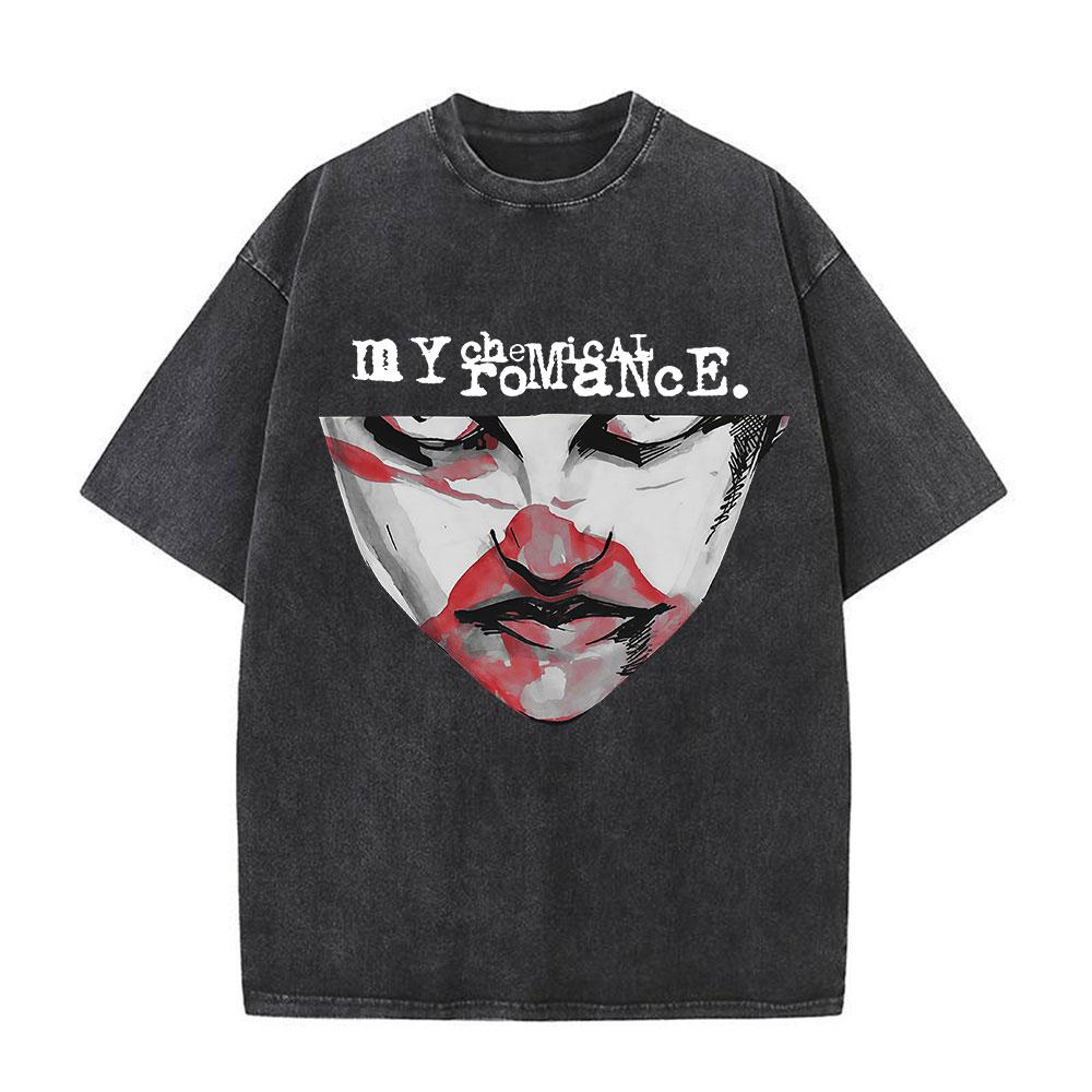 Koszulka Vintage Washed Zespół Rockowy My Chemical Romance Three Cheers for Sweet Revenge Koszulki Gotyckie Męskie Damskie Odzież Koszulki