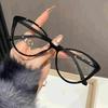 4PCS Cat's Eye Fashion Glasses Transparent Lens Women's Decorative Glasses Fashionable Daily Wear