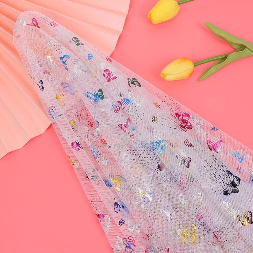 Trending Style 59x39 Inch Floral Butterfly Tulle Fabric Sparkle Lace for Couture Dresses, Photo Booth Background & Event Decor
