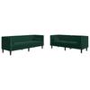2 Piece Chesterfield Sofa Set with Neck Pillows Dark Green Velvet