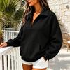 Ribbed Cuff Pullover Women V-Neck Sweatshirt with Kangaroo Pocket, Fit Drop-Shoulder Top, Loose Casual Long Sleeve Top for Autumn Winter Drop Shoulder
