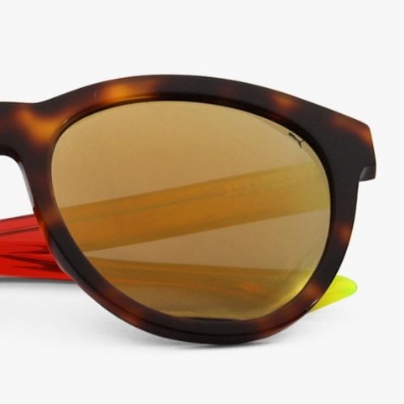 Puma Pu0089sk 003 Round Horn Rimmed Over Asian Fit Mirror Sunglasses