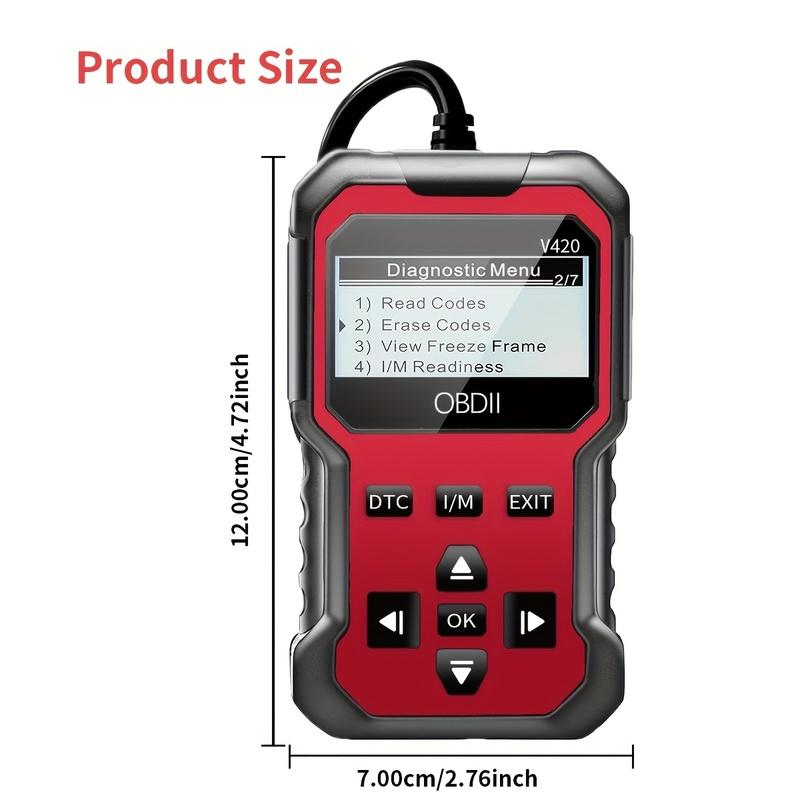 V420 Obd2 Diagnostische Scanner, Uitgebreide Obd2 Foutcodelezer met Resetfunctie, Datastroom, I/M Readiness, Voertuiginformatie en Spanningsmeting,