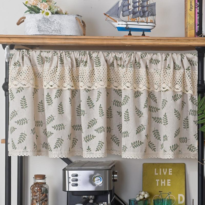 Ruffle Edge Curtains Lace Hem Short Curtain for Kitchen Small Window Drapes Dust Cabinet Door Curtain Coffee Shop Decor
