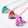 Borsa a Spalla Piccola Portamonete a Forma di Cuore con Doppi Colori e Paillettes per Bambina