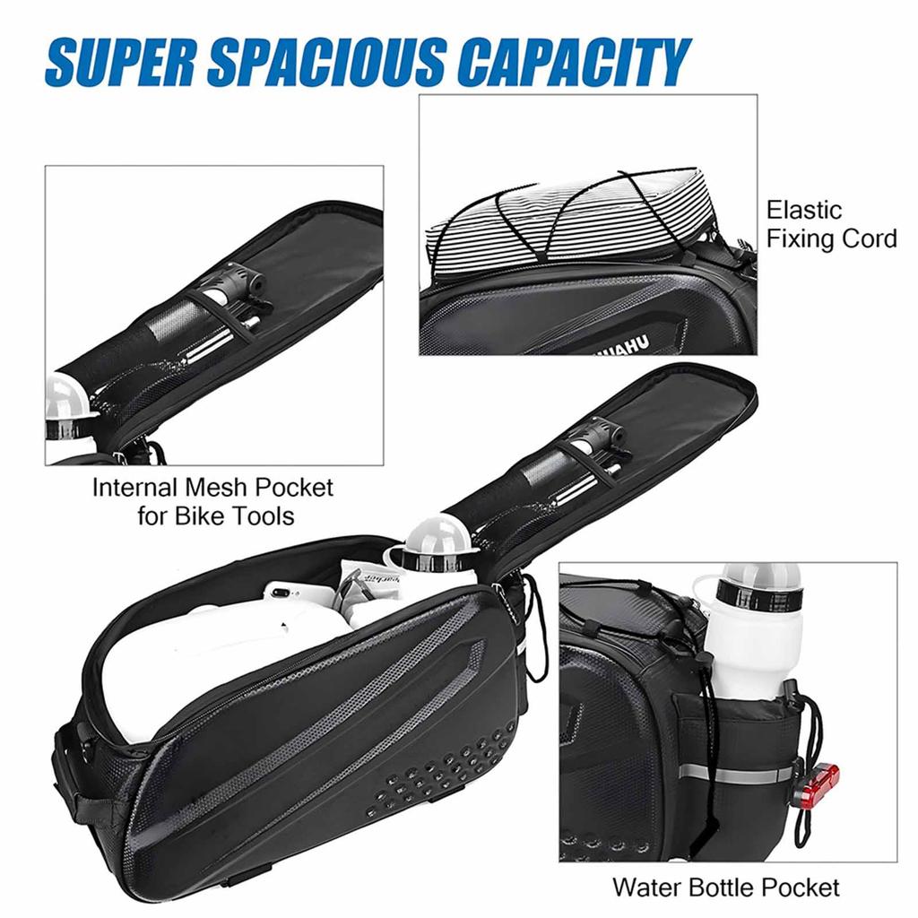 Hard Bike Trunk Bag – Large-Capacity Rear Rack Pack for Mountain & Road Bicycles, Front & Rear Seat Cycling Bag