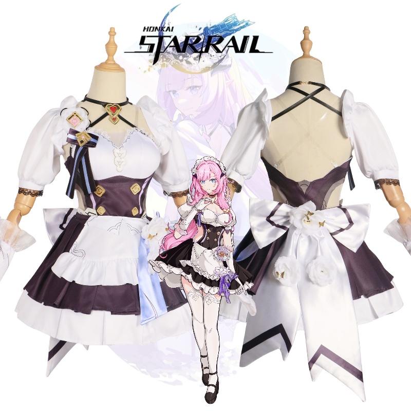 Honkai Elysia Maid Uniform Cosplay Costume Girl Anime Party Halloween Fan Outfit