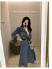Hong Kong Retro Denim Shirt Dress for Women: Slim-Fit, Elegant, Single-Breasted, Perfect for Spring & Autumn