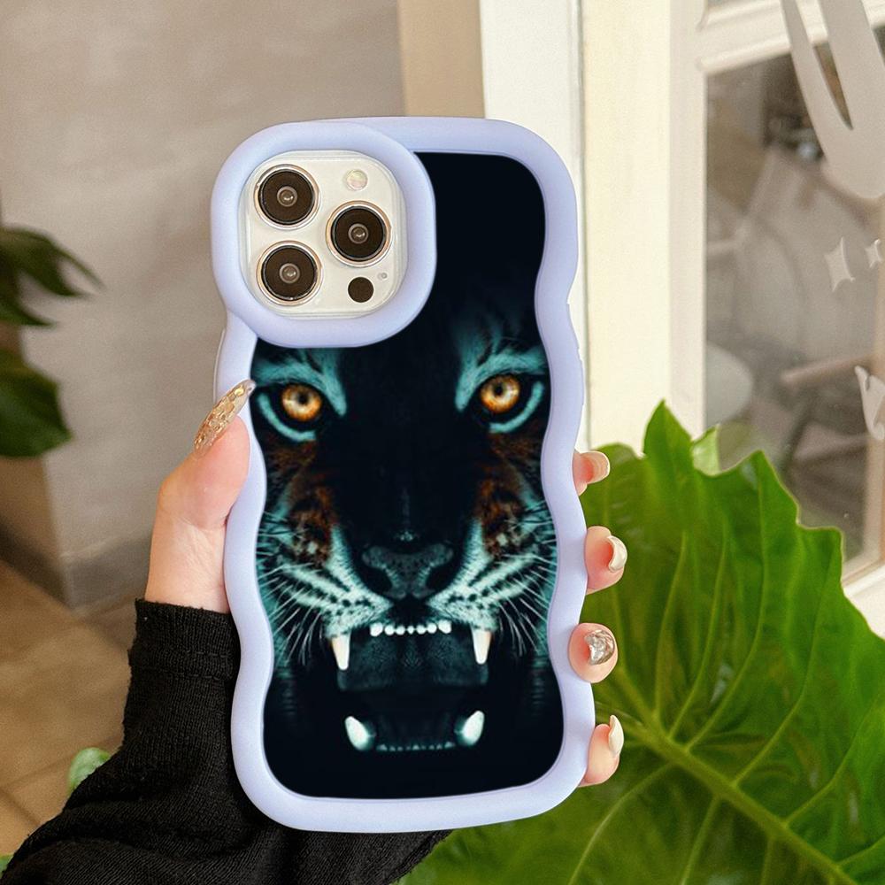Huse de telefon N96 cu design Ochi de tigru, cu margine ondulată Macaron, pentru iPhone 16 Pro Max Samsung S24 Plus S23 Ultra A35 A05s Xiaomi Redmi Note 13, husă rezistentă la șocuri