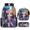 Classic Popular Funny Novelty Gacha 3D Printed 3pcs/Set Pupil School Bags Laptop Daypack Backpack Lunch Bag Pencil Case