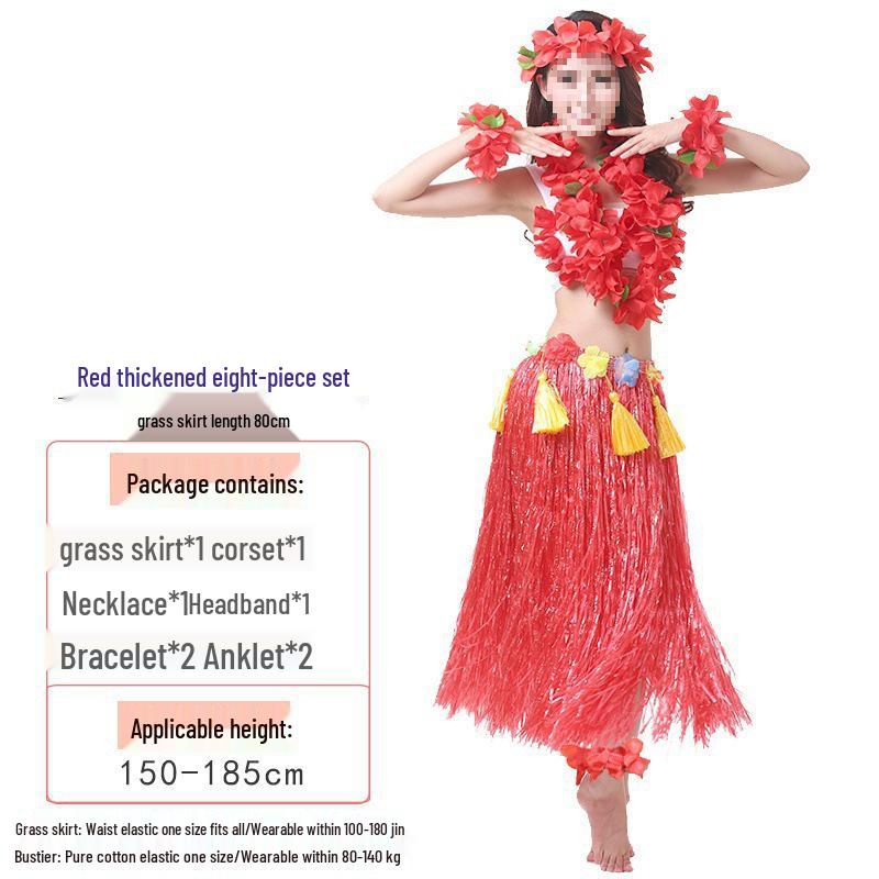 Colorful Hawaiian Hula Dance Costume Skirt Set for Role-Playing Activities
