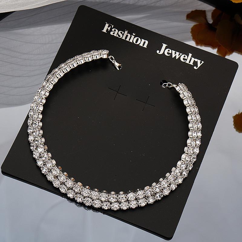 Elegant Sparkling Rhinestone Bridal Choker Necklace Set