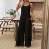 Ladies' Color Casual Fashion Wide Leg Pocket Jumpsuit