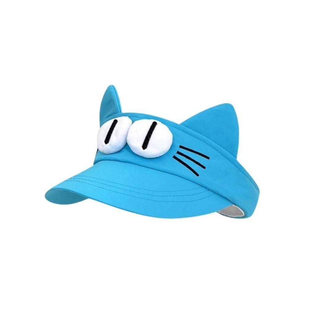 

Очаровательная кепка-козырек с большими глазами кошки, защита от солнца, шляпа от солнца с кошачьими ушками, регулируемая полая шляпа с котенком, лето озеро синий