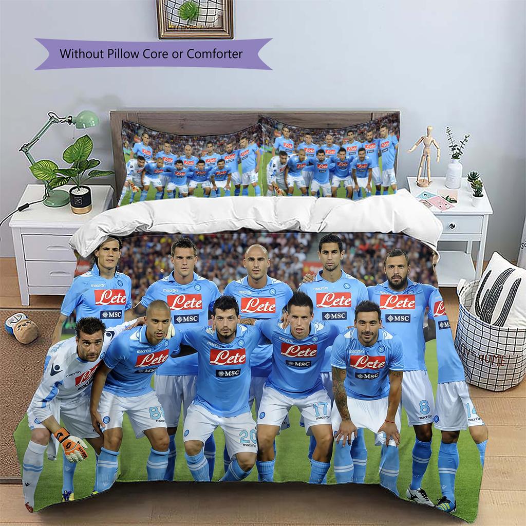 Napoli Football Team Pattern Bedding Home Decoration Birthday Gift (1 * Duvet Cover + 2 * Pillowcase, Without Core)