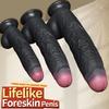 Black Thick Realistic Dildo with Turtle-Head Design – 10.8 Inch Extra-Wide Soft Silicone Penis with Strong Suction Cup for Hands-Free Play,Men & Women
