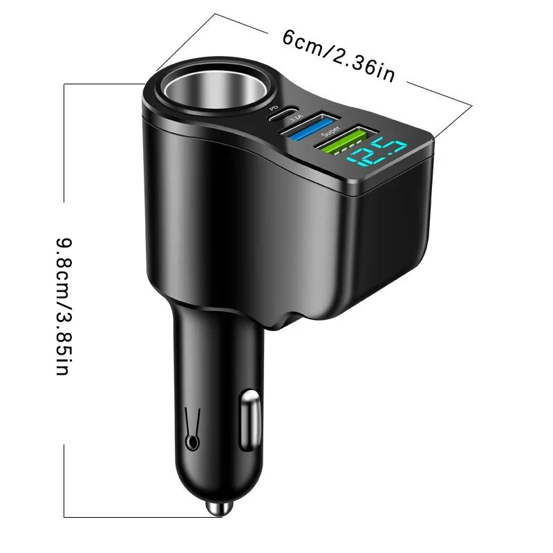 Car Charger, Mobile Phone Super Fast Charging Cigarette Lighter, 4-in-1 Conversion Plug, Car Charging Socket Parts