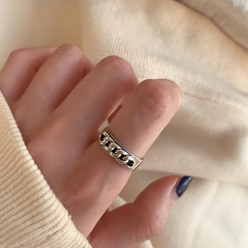 Anello Semplice Retrò Industria Pesante Argento Sterling 925 da Donna Senso di Alta Gamma Lusso Leggero Coreano Ins Vento Freddo Design di Nicchia Gioielleria