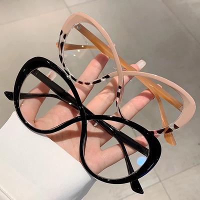 Modne Duże Oversize Damskie Okulary Korekcyjne Retro Blokujące Niebieskie Światło Okulary Komputerowe Luksusowe Kocie Oko Gładkie Okulary