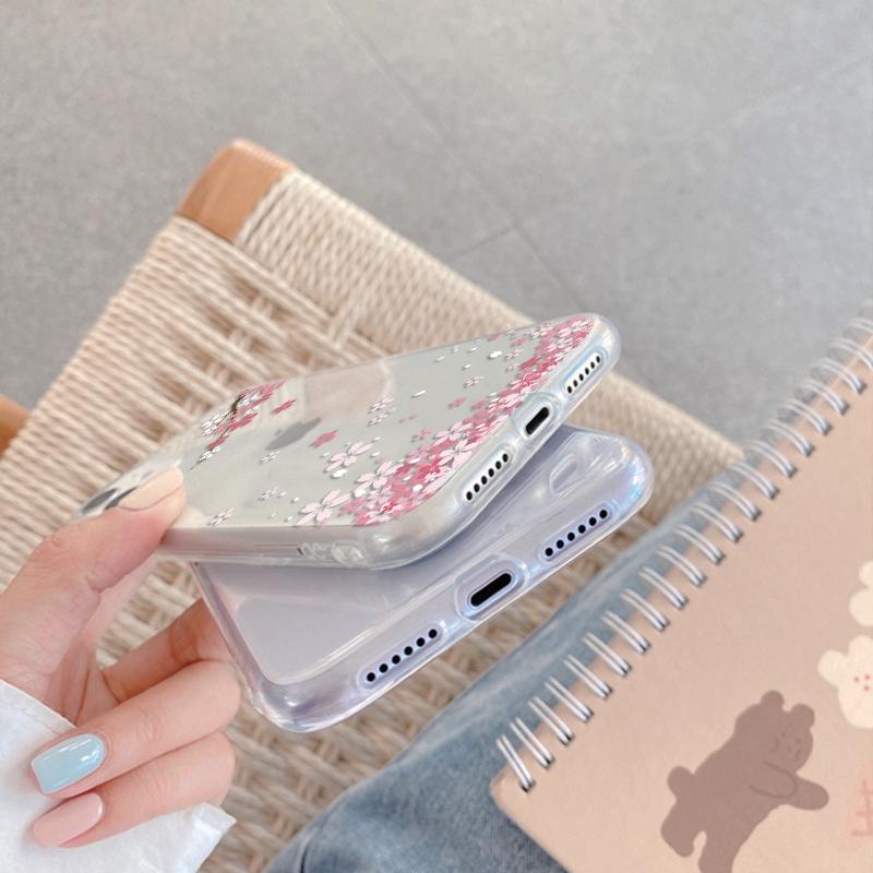 Flower Soft Clear Silicone Case For Xiaomi Redmi Note 13 14T 15 Samsung A55 A35 S24 FE iPhone 15 Huawei Honor 200 Camera Protective Shockproof Cover