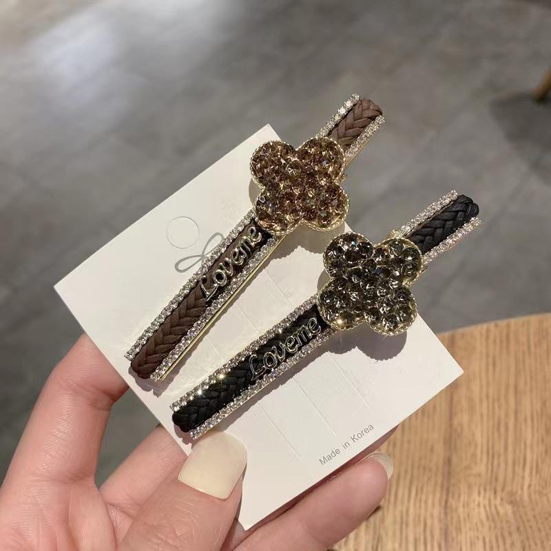 Koreańska Moda Cyrkoniowy Pleciony Klips do Włosów - Styl Celebryty Internetowej, Wszechstronna Spinka Kaczuszka