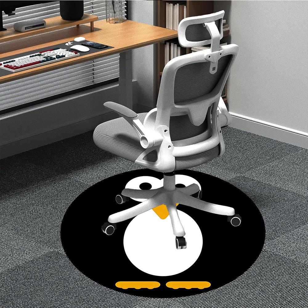 1pc Penguin Office Round Area Rug, Indoor Mat Suitable For Office, Under Office Chairs Bedroom Living Room Home Decor, Room Deco