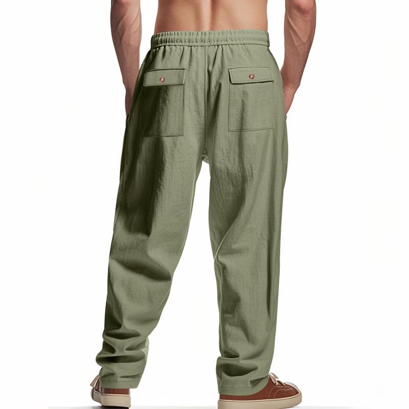 Men's Loose-Fit Wide-Leg Casual Beach Pants.