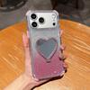 Love Heart Mirror Folding Stand Glitter Phone Case Ffor iPhone 17 16 Pro Max Air 17Pro 16Pro Rhinestone Armor Shockproof Cover