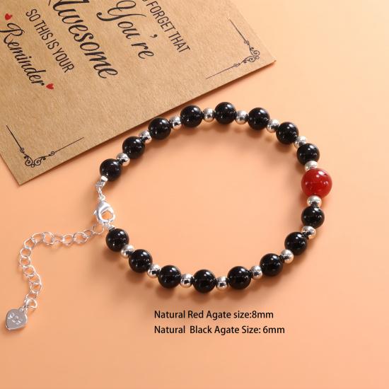 VENTFILLE 925 Sterling Silve Red Agate Bracelet for Women Flower Pendant Lucky Bead Originality Jewelry Gift Dropshipping